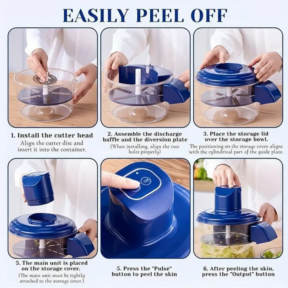 Automatic Electric Fruit & Vegetable Peeler Machine-Blue