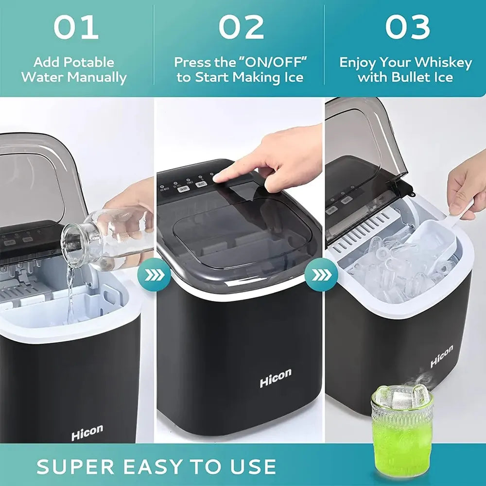 Hicon HZB-16M 1.3 Liter Ice Cube Maker Black