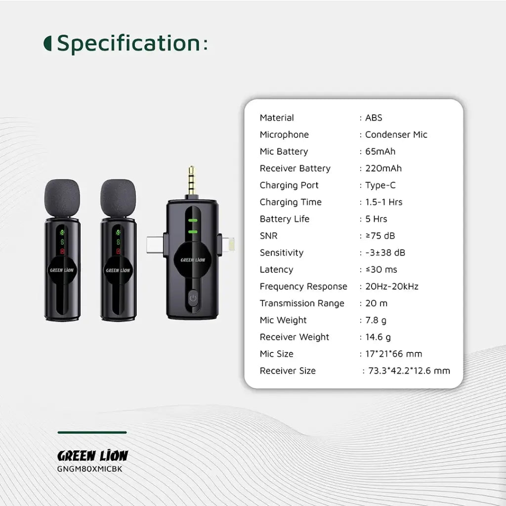 Green Lion GM-80X Microphone 3 in 1 - Black-8