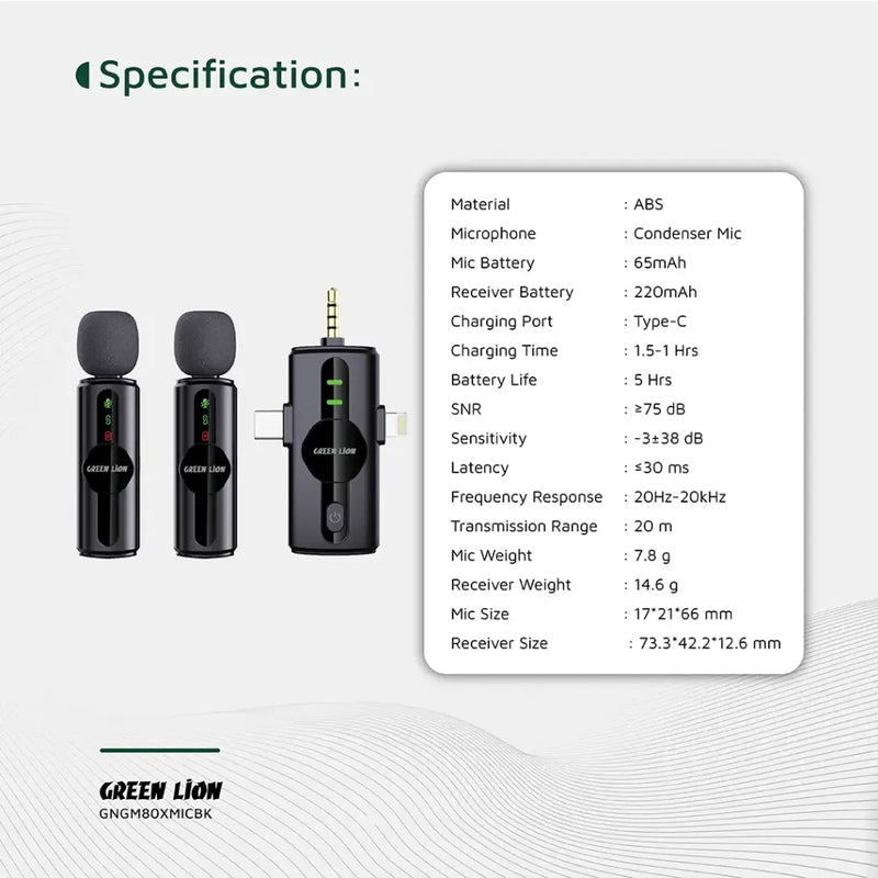 Green Lion GM-80X Microphone 3 in 1 - Black-8