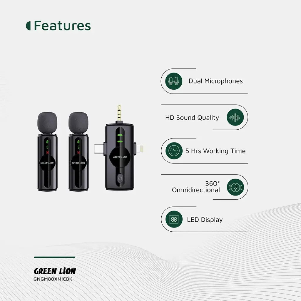Green Lion GM-80X Microphone 3 in 1 - Black