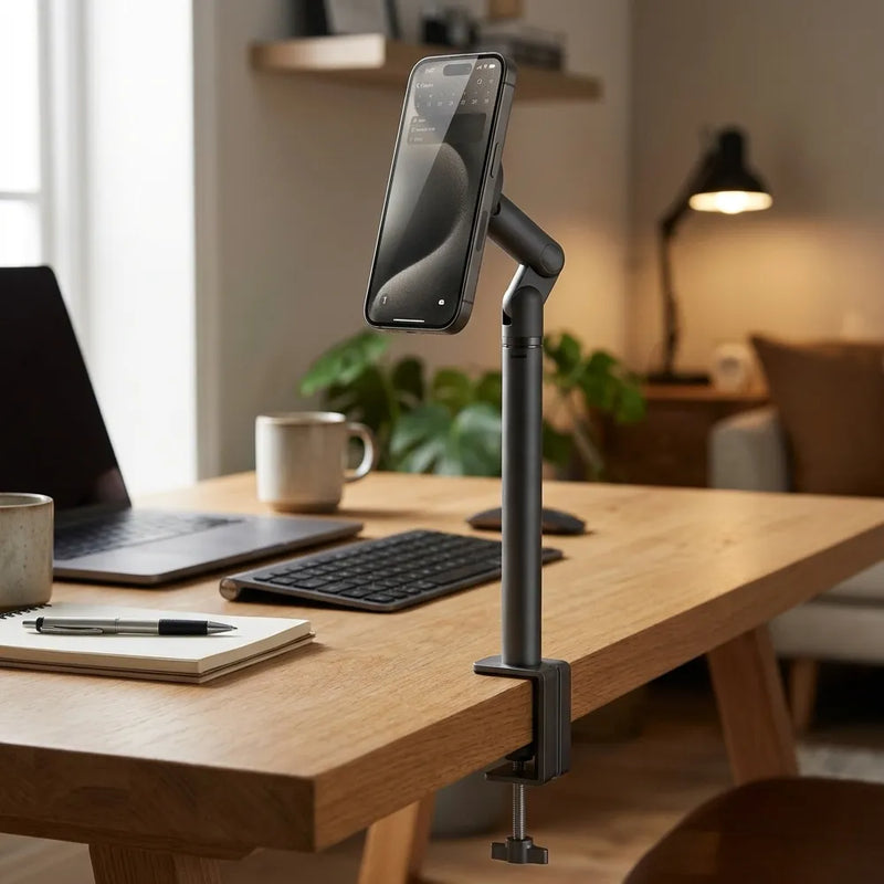 Green Lion Mag Desk Phone Holder 17 N52 Magnets 360 Rotation C-Clamp Mount Black-3