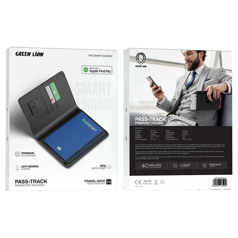 Green Lion Pass-Track Passport Holder - Black-2