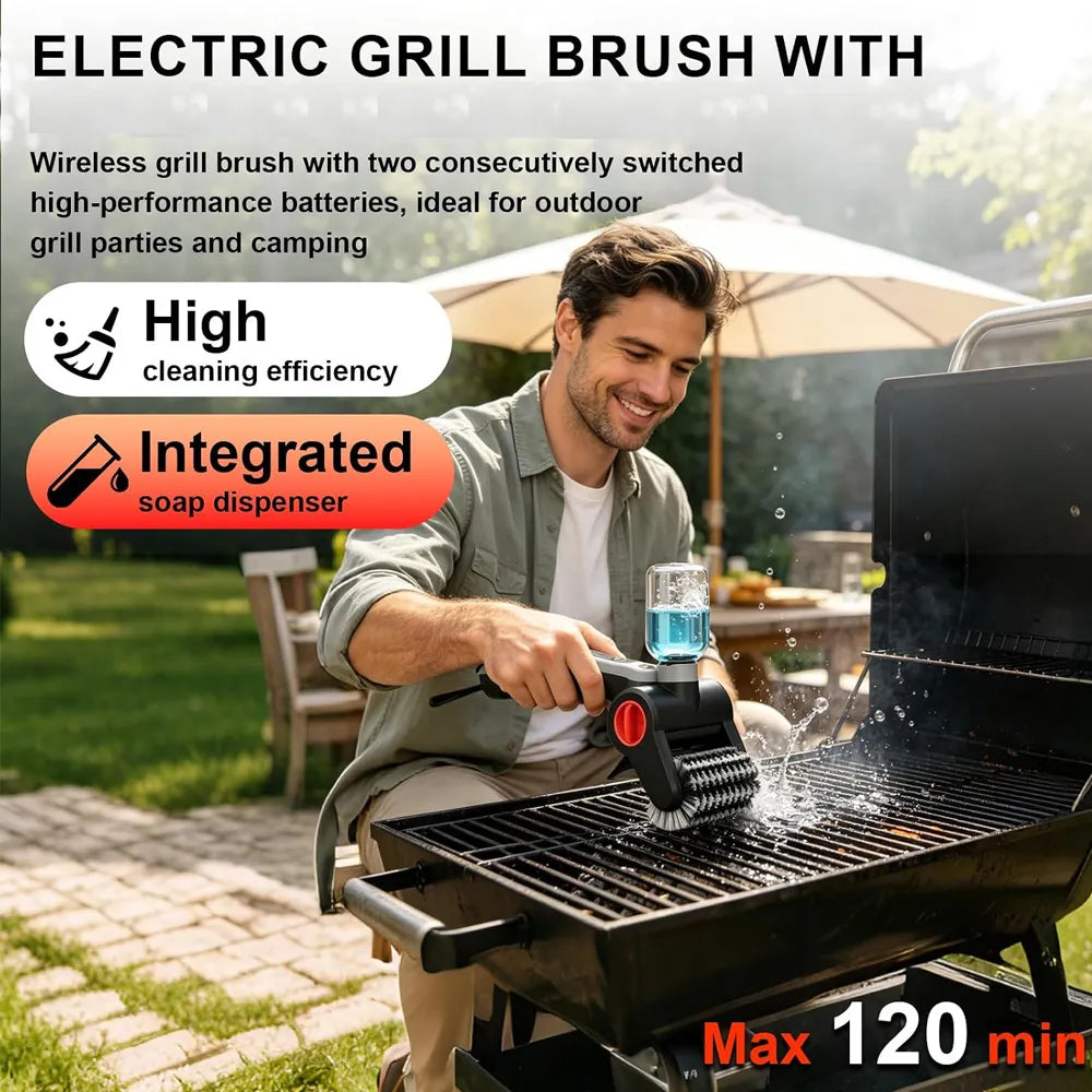 Green Lion Electric Grill Brush 100W 5200mAh 600RPM IPX8 Black-4