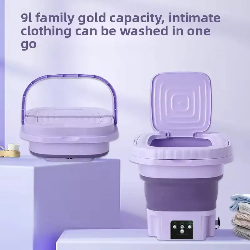 Portable Foldable Mini Washing Machine with 3 Modes – Compact Washer for Travel & Small Items-2