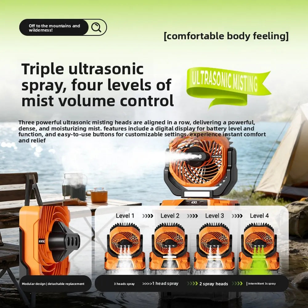 Rechargeable Camping Mist Fan,7 liter tank, Model T30