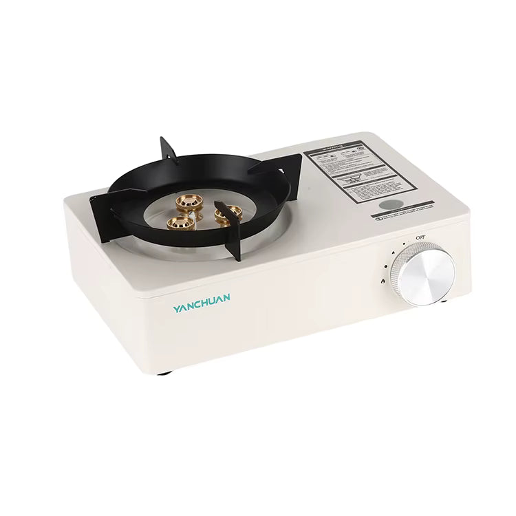 Yanchuan Portable Gas Stove, Single Burner High-Efficiency Butane Cooker with Durable Steel Body & Compact Outdoor Design - White