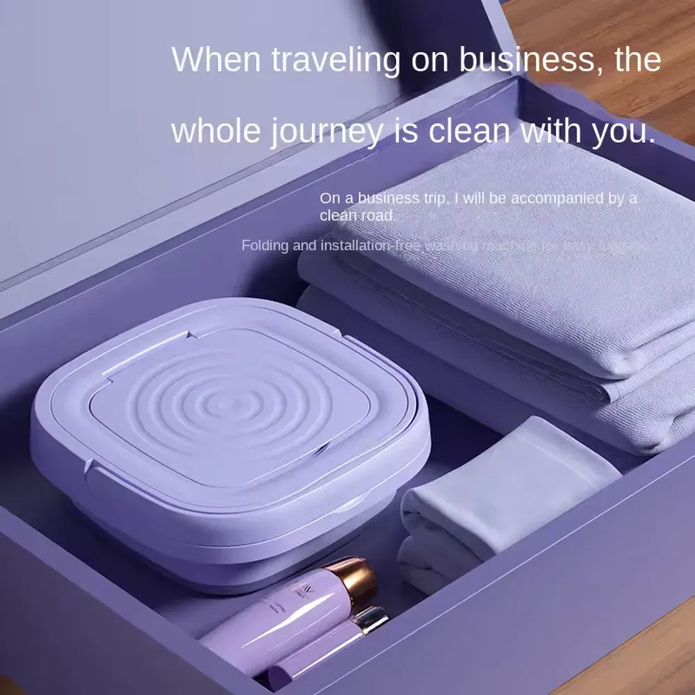 Portable Foldable Mini Washing Machine with 3 Modes – Compact Washer for Travel & Small Items
