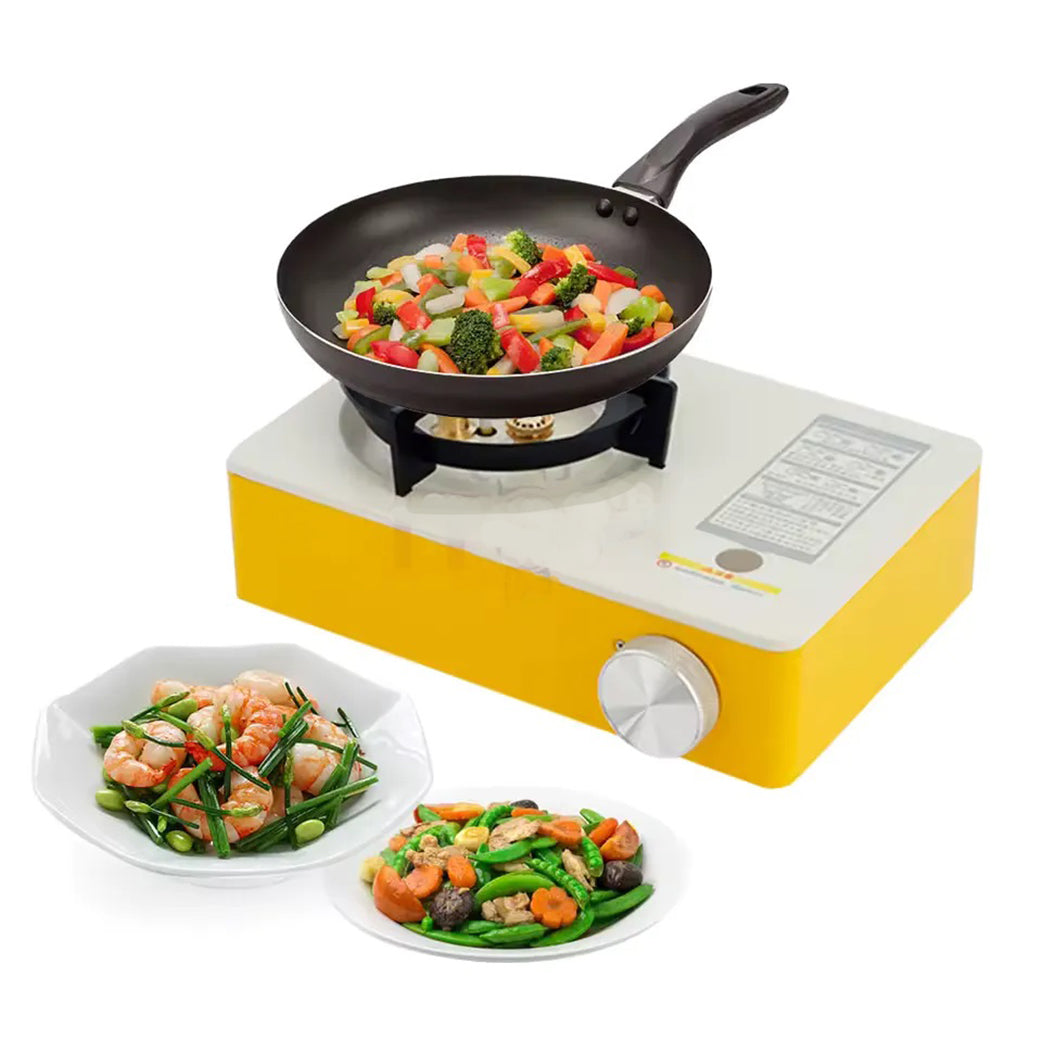 Yanchuan Portable Gas Stove, Single Burner High-Efficiency Butane Cooker with Durable Steel Body & Compact Outdoor Design - Yellow
