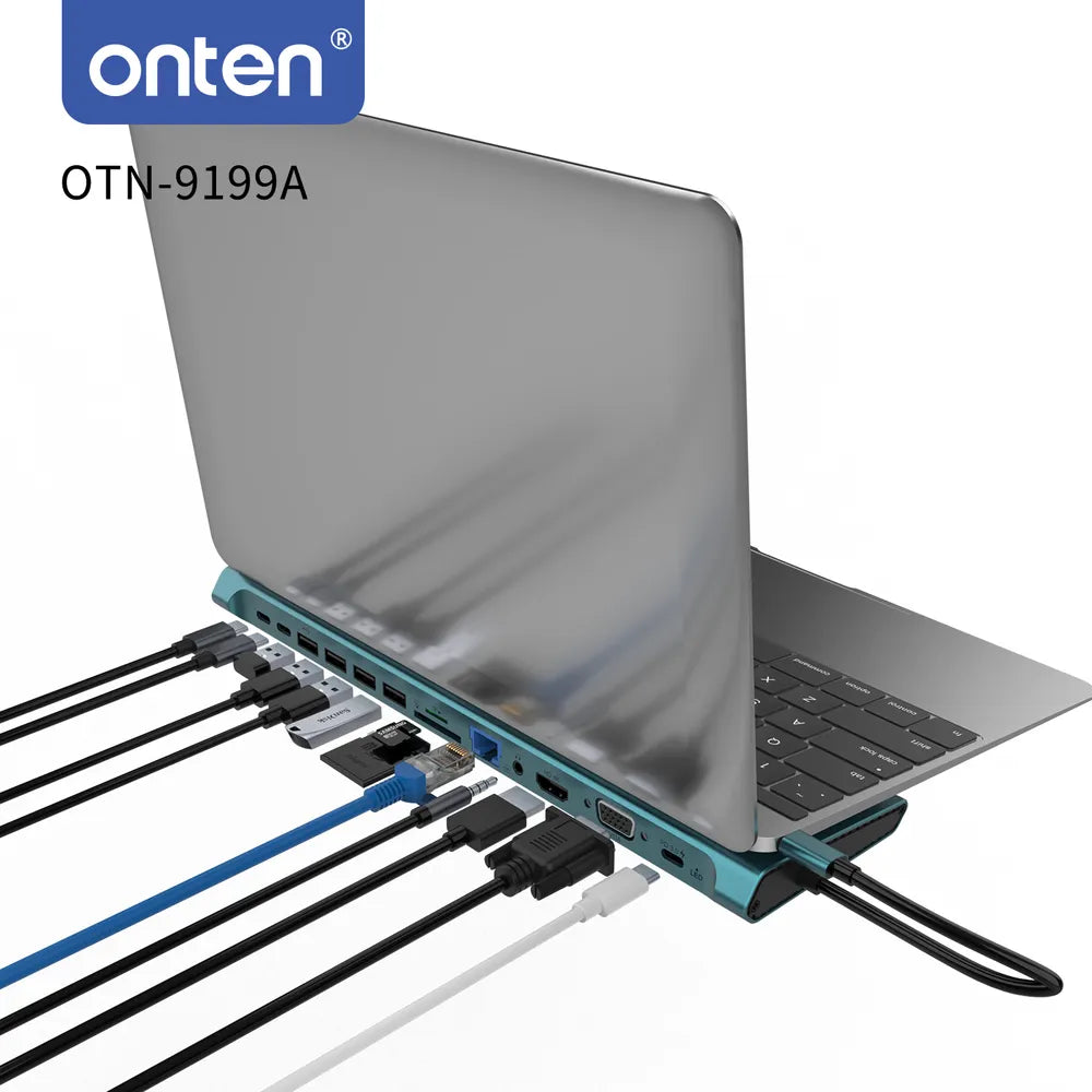 Onten 13-in-1 Docking Station Adapter with Multiport Connectivity - Gray