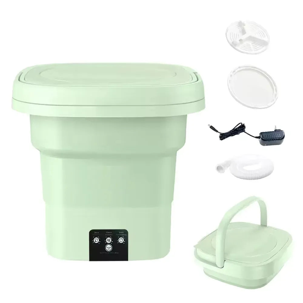 Portable Foldable Mini Washing Machine with 3 Modes – Compact Washer for Travel & Small Items