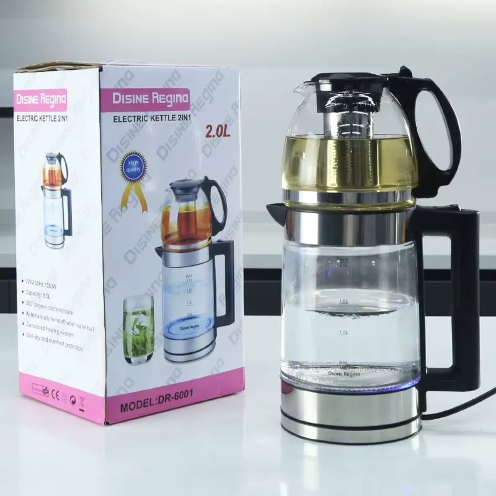 Disnie Regina 2-in-1 Double Layer Glass Electric Kettle