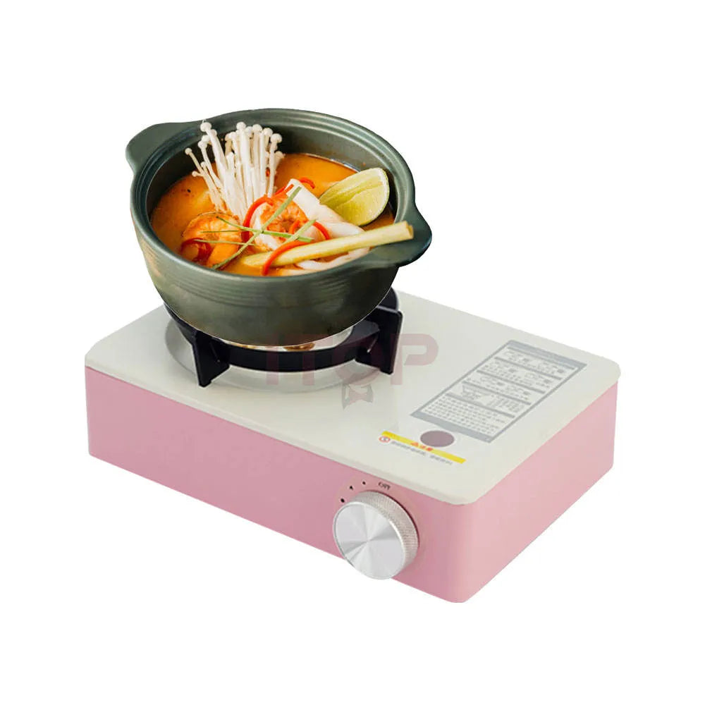 Yanchuan Portable Gas Stove, Single Burner High-Efficiency Butane Cooker with Durable Steel Body & Compact Outdoor Design-Pink