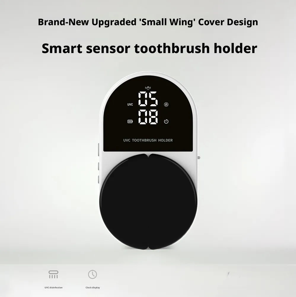 Wall-Mounted Electric Toothbrush Sterilizer Customizable Double Toothbrush UV Disinfection Box Air-Drying White USB Type-C