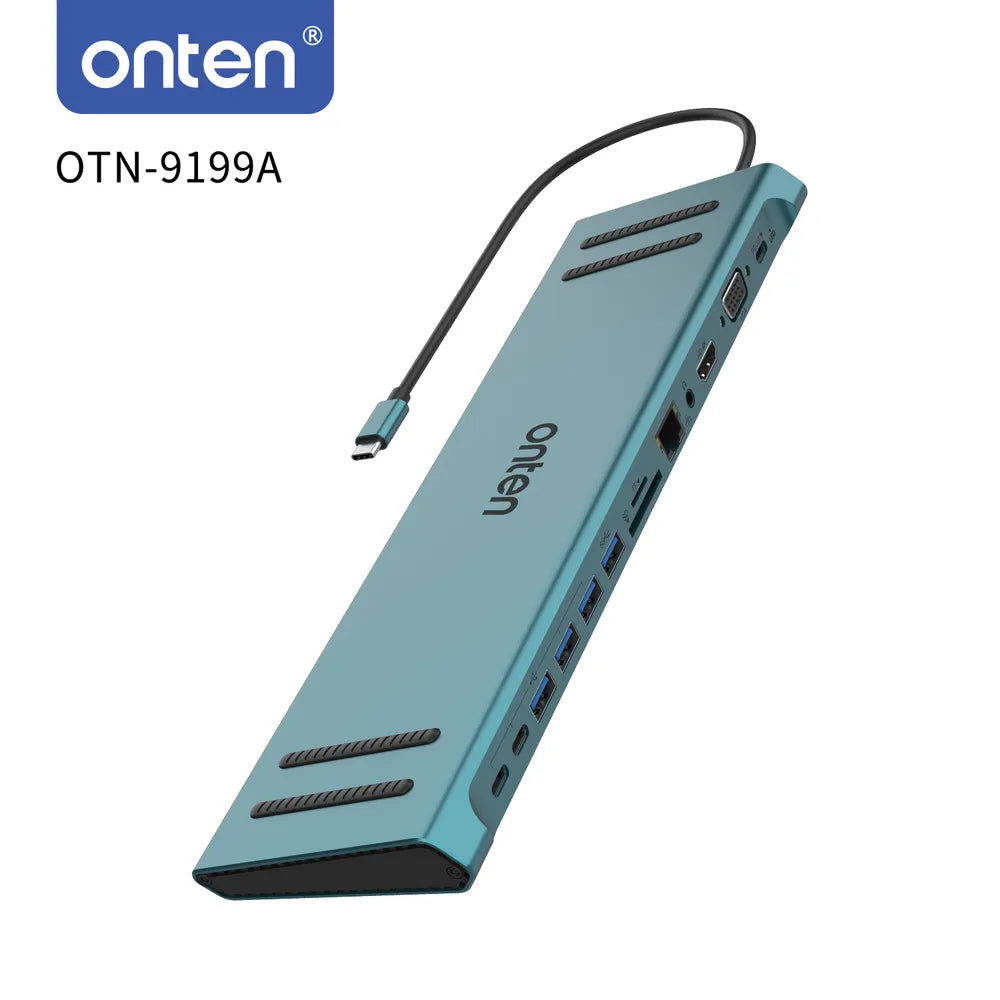 Onten 13-in-1 Docking Station Adapter with Multiport Connectivity - Gray