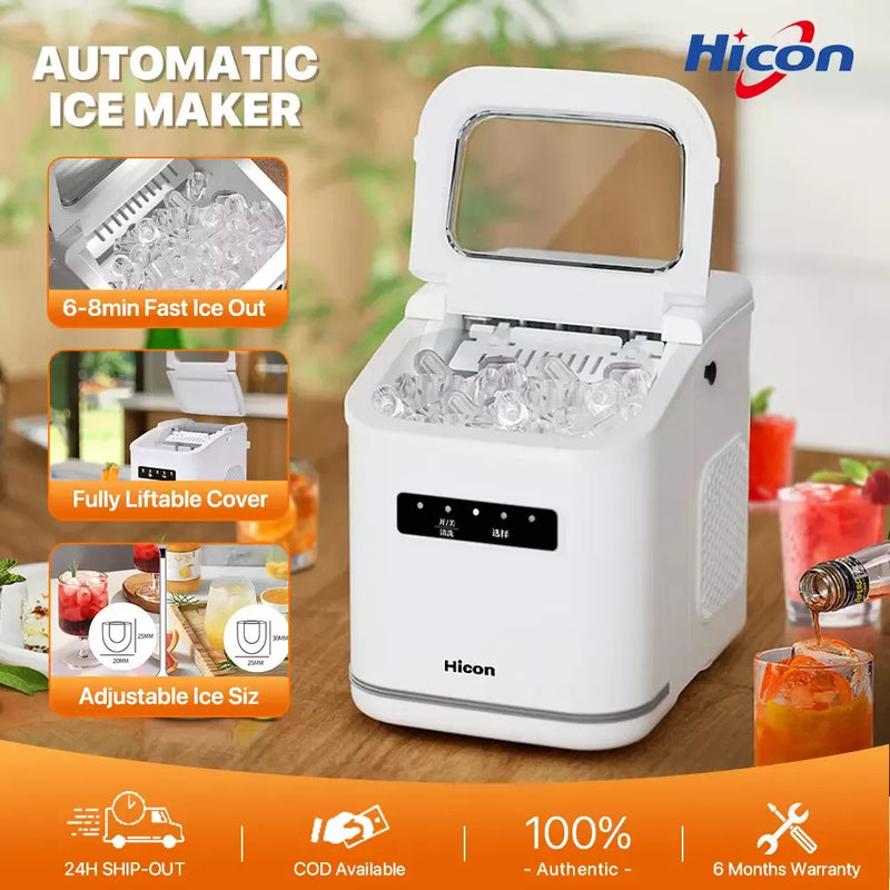 Hicon Ice Maker Machine With Openable Cover Automatic Round Ice Cube Making Household Commercial-5