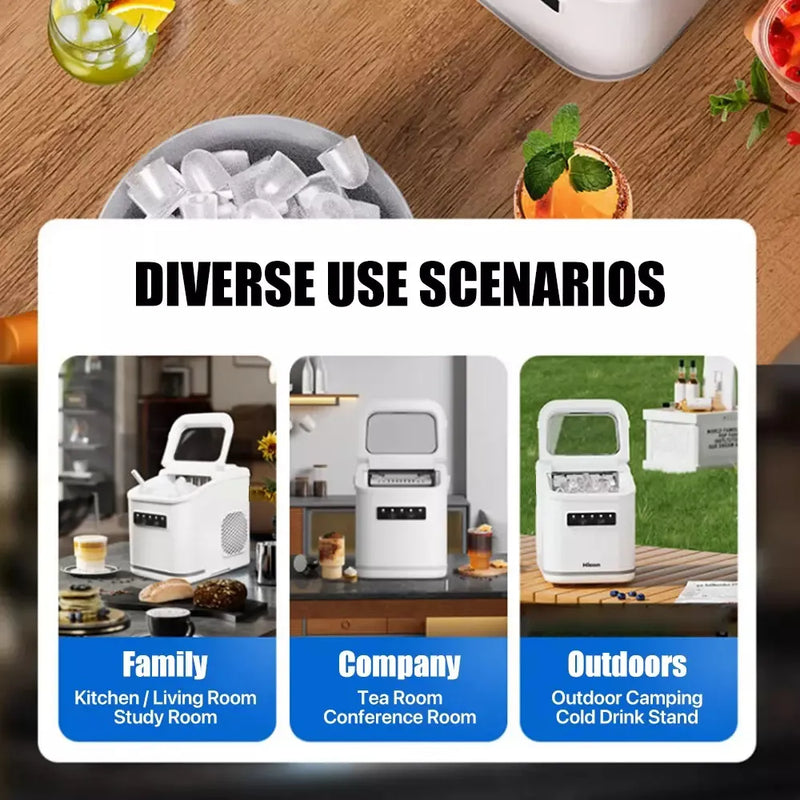 Hicon Ice Maker Machine With Openable Cover Automatic Round Ice Cube Making Household Commercial-7
