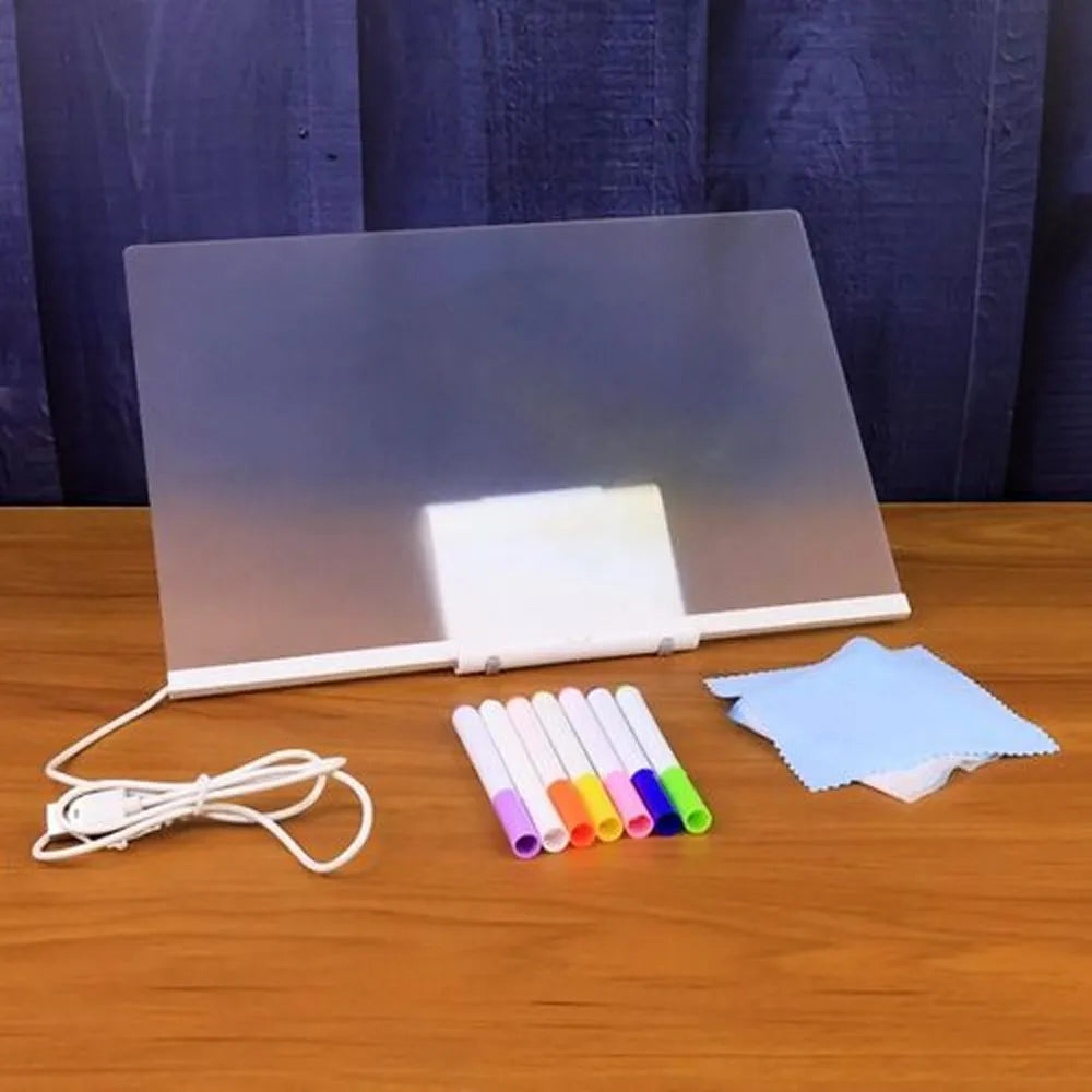 LED Note Board functions as an elegant dual-purpose workspace message center and a comforting ambient night light. Crafted from premium, eco-friendly acrylic material designed to resist yellowing over time, this sleek desktop companion lets your notes, daily schedules, or custom doodles glow with stunning clarity.