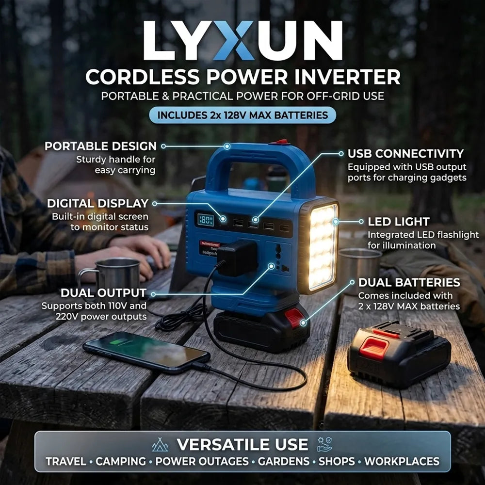 Reliable off-grid electricity wherever your work or travel takes you. The LYXUN Cordless Power Inverter is a versatile, high-capacity portable power solution engineered for environments without access to grid electricity. Supplying dual 110V and 220V power outputs, this mobile inverter allows you to seamlessly run essential tools and appliances, making it a critical asset for emergency preparedness and remote operations. garey In Qatar