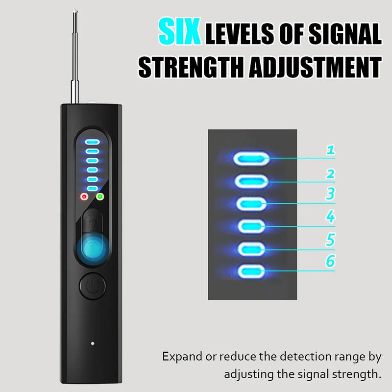 Pen-Shaped Portable Hidden Spy Camera Detector 6 Levels Sensitivity Black-4