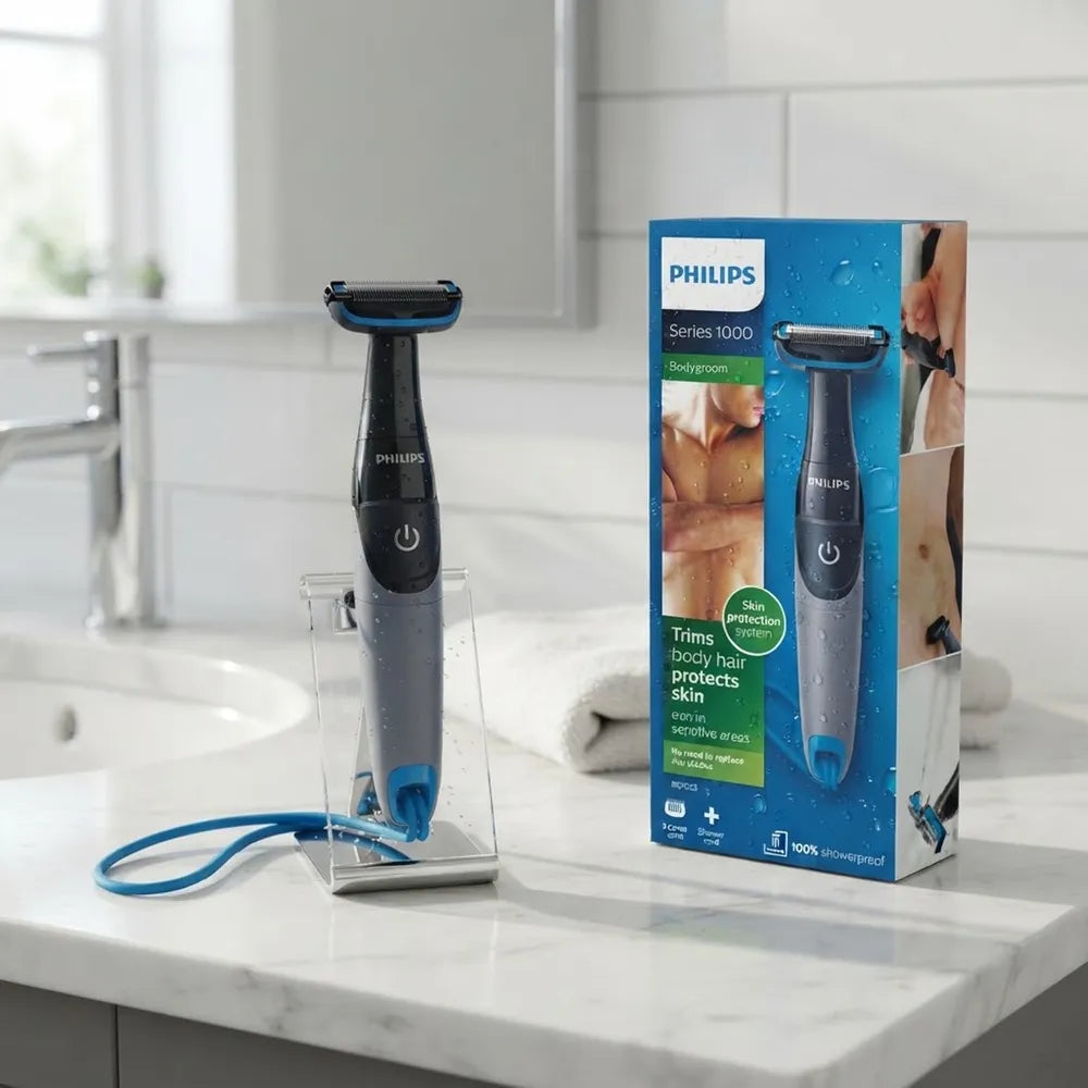 Buy the Philips Showerproof Body & Balls Trimmer in Qatar. Features a unique skin protection system and bi-directional trimming. Fast Qatar delivery from Garey.