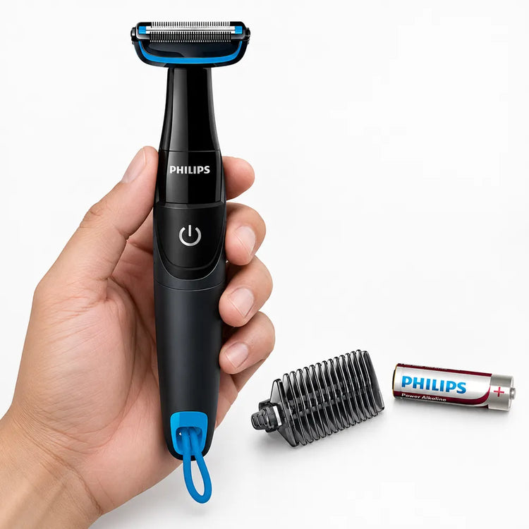 Buy the Philips Showerproof Body & Balls Trimmer in Qatar. Features a unique skin protection system and bi-directional trimming. Fast Qatar delivery from Garey.