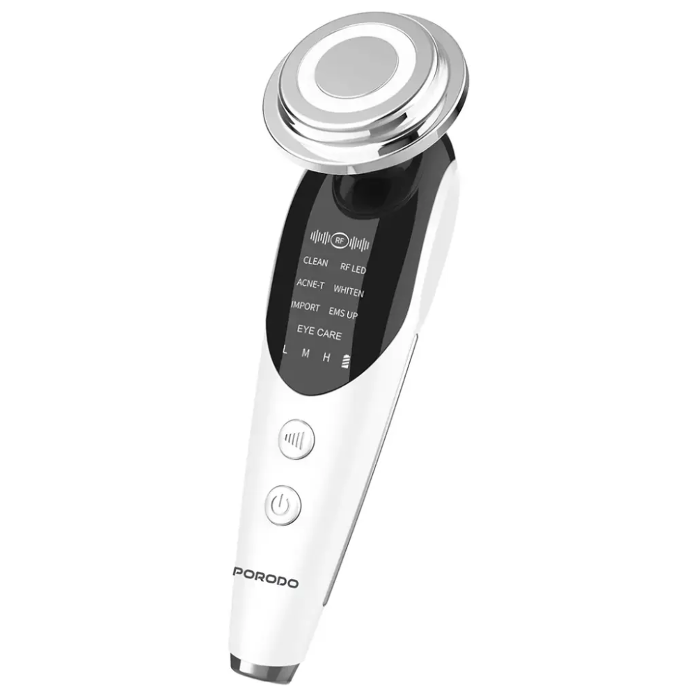 Porodo 7 in 1 Massager, includes eye care, LED light therapy, support collagen, reduce acne, and improve absorption,650mAh battery