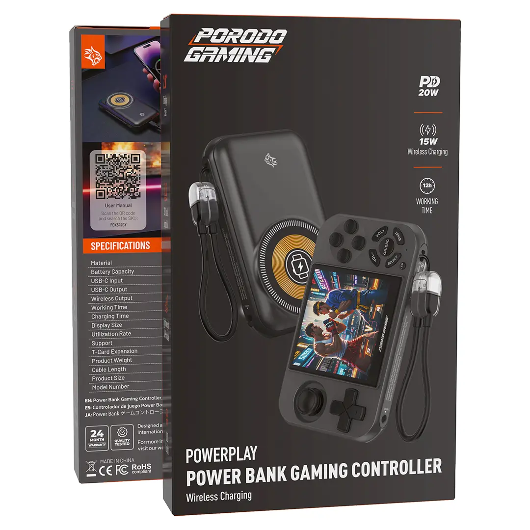 Porodo Gaming Powerplay Power Bank Gaming Controller with Wireless Charging - Gray-8