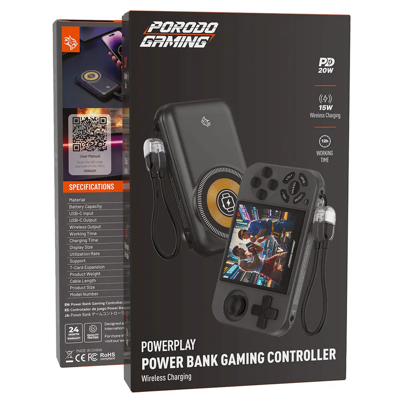 Porodo Gaming Powerplay Power Bank Gaming Controller with Wireless Charging - Gray-8