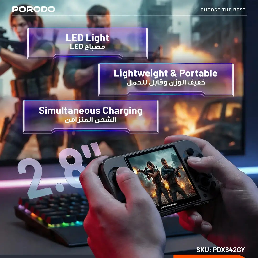 Porodo Gaming Powerplay Power Bank Gaming Controller with Wireless Charging - Gray