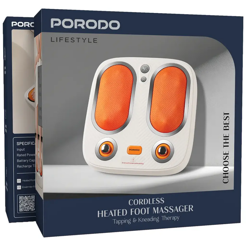 Porodo Lifestyle Cordless Heated Foot Massager with Tapping & Kneading Therapy - White-5