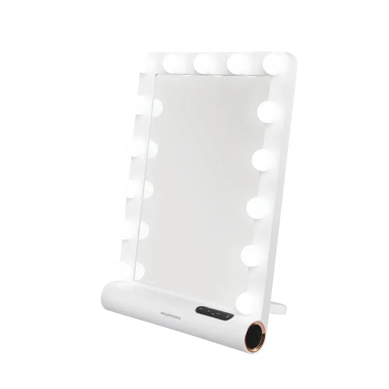 Porodo Lifestyle Hollywood Vanity Lighted Mirror 15 LED Bulbs Bluetooth V5.0 White & Rose Gold-1