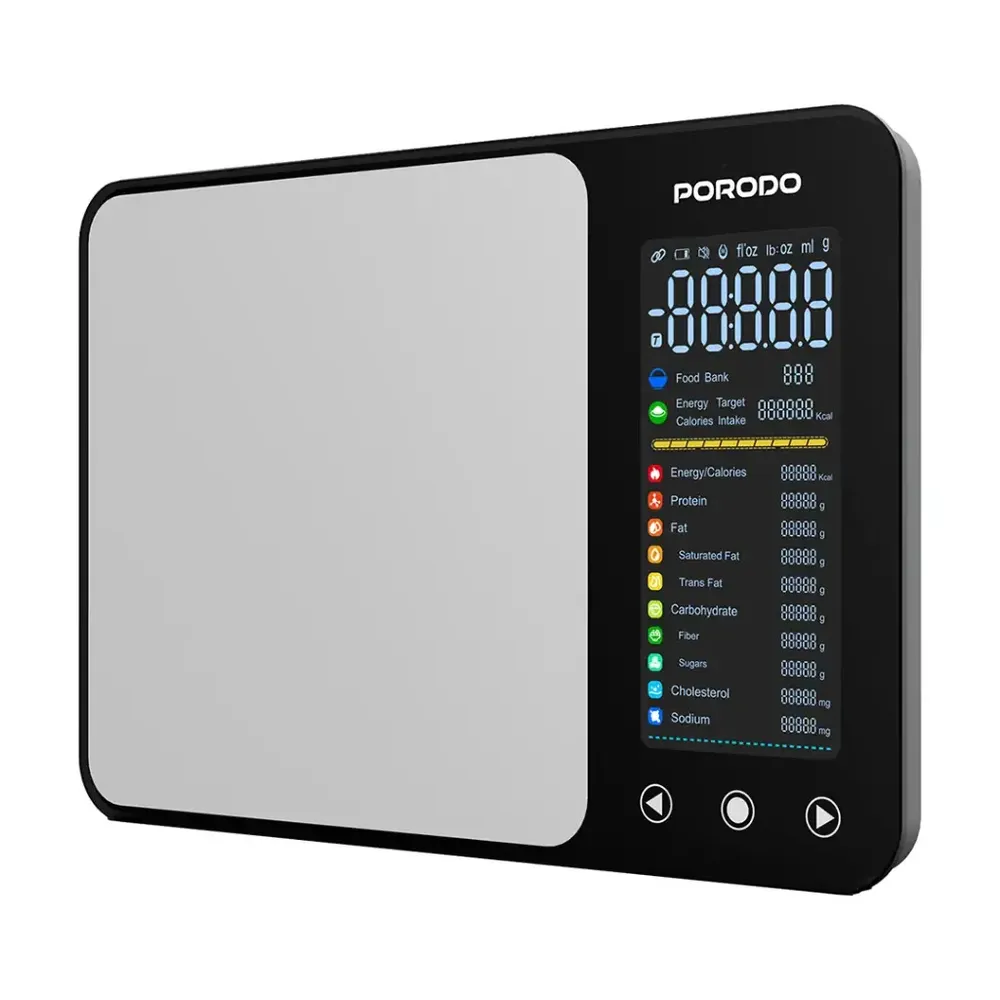 Porodo Lifestyle Kalio Smart Food Kitchen Scale Measuring Tape with Nutritional Calculator - Silver