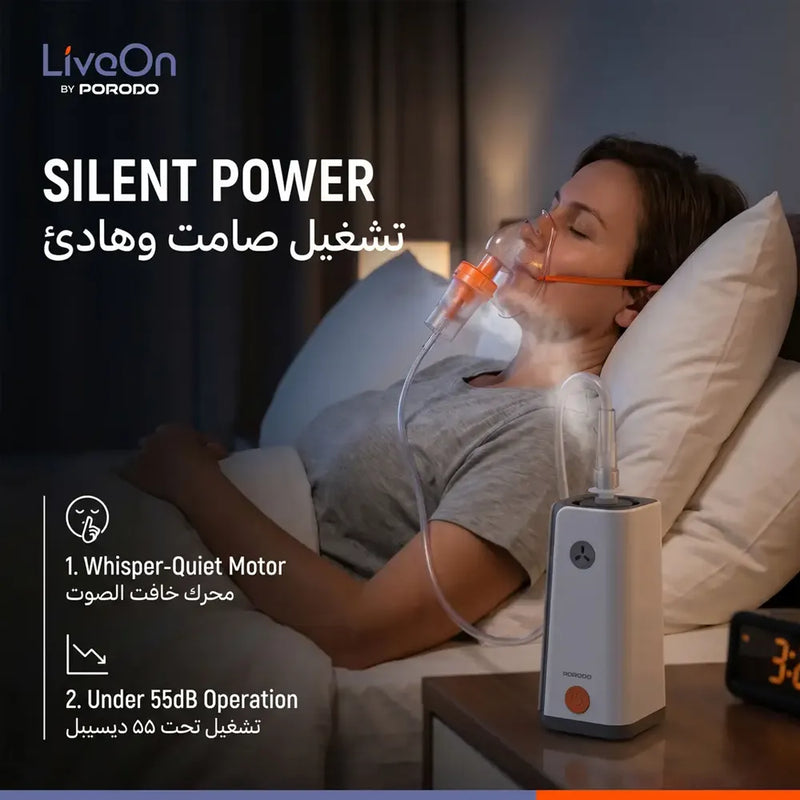 Porodo LiveOn Compressor Nebulizer 8mL Medicine Cup 1200mAh Rechargeable White-3