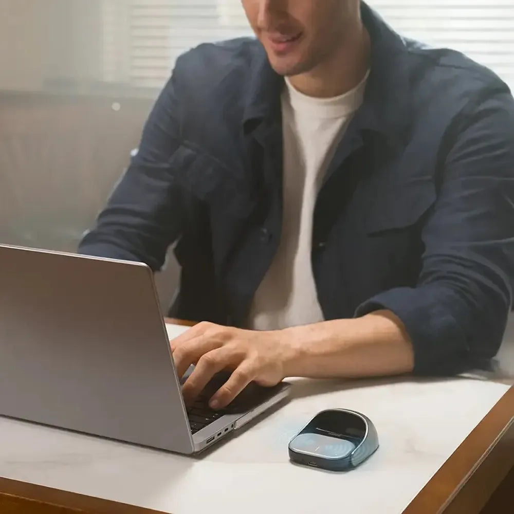 ماوس هوائي قابل للفصل من Porodo Vireo، لوحة لمس لاسلكية، DPI قابل للتعديل، بلوتوث، مؤشر ليزر، عمر بطارية طويل