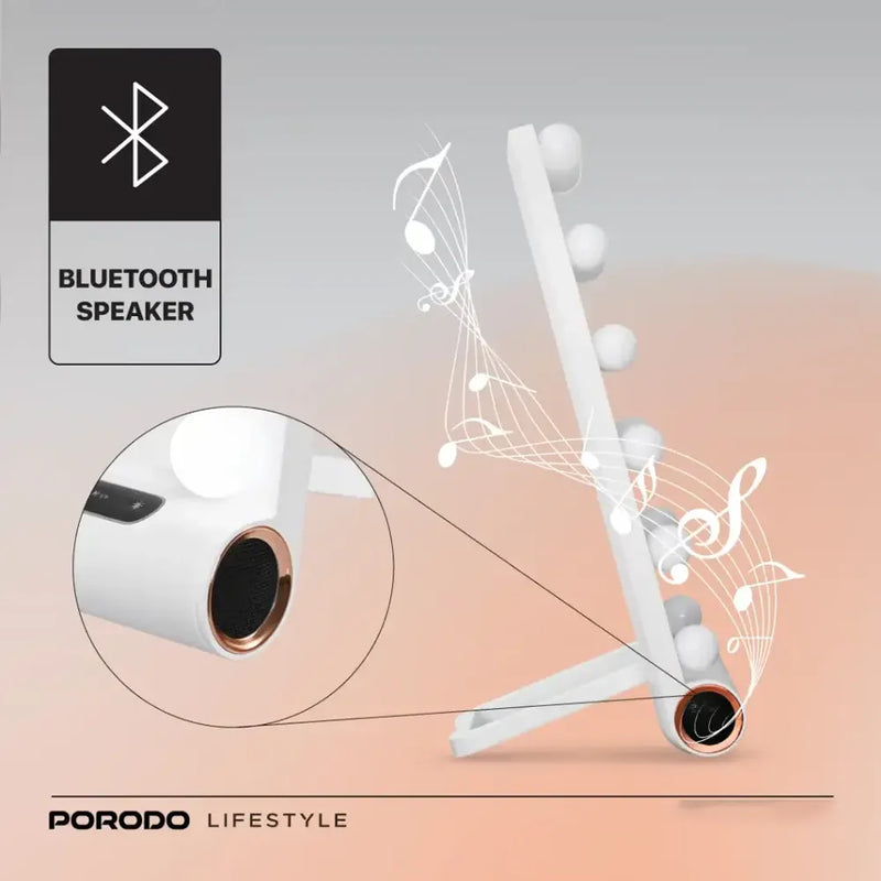 Porodo Lifestyle Hollywood Vanity Lighted Mirror 15 LED Bulbs Bluetooth V5.0 White & Rose Gold-4