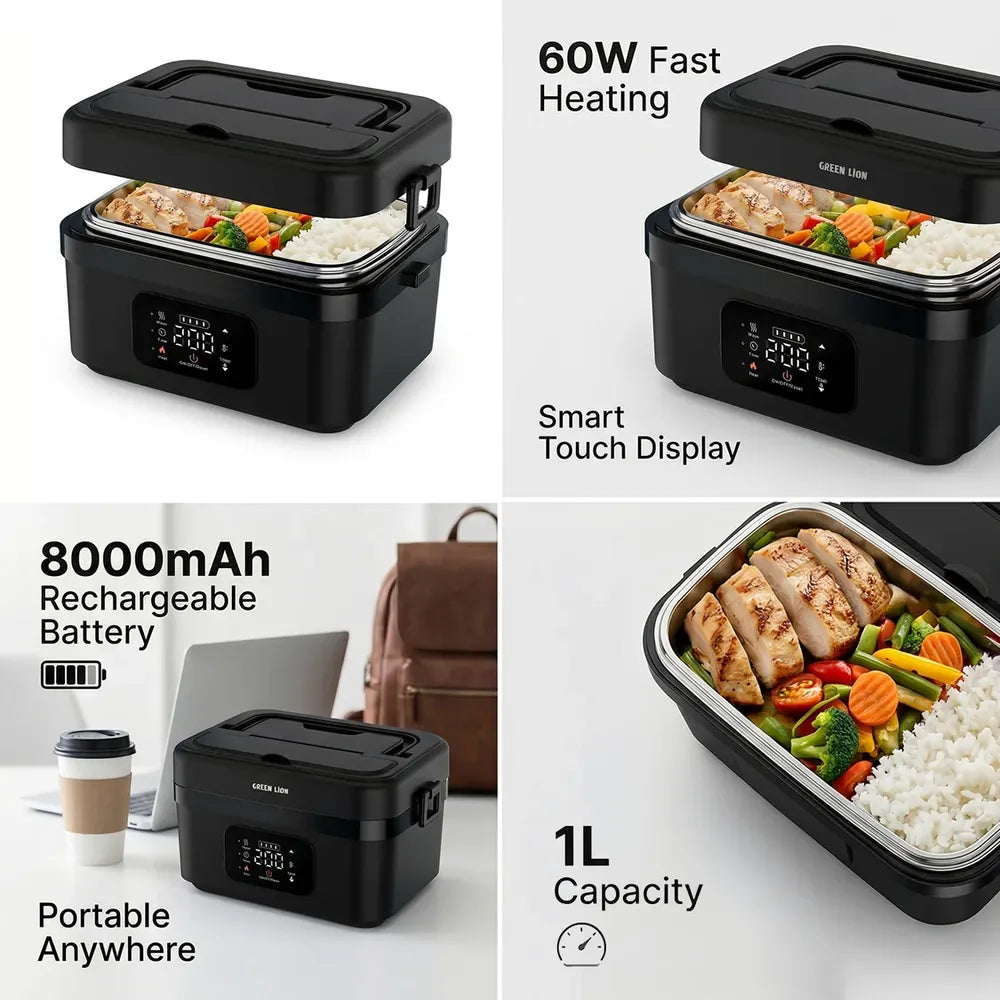 Green Lion Portable Lunch Box with Built-In Battery