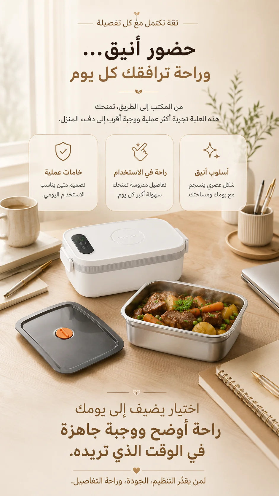صندوق غداء محمول ساخن ومعزول - صغير وخفيف الوزن