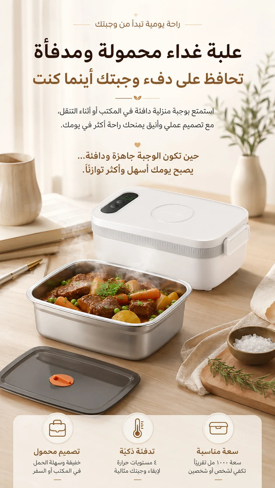 صندوق غداء محمول ساخن ومعزول - صغير وخفيف الوزن