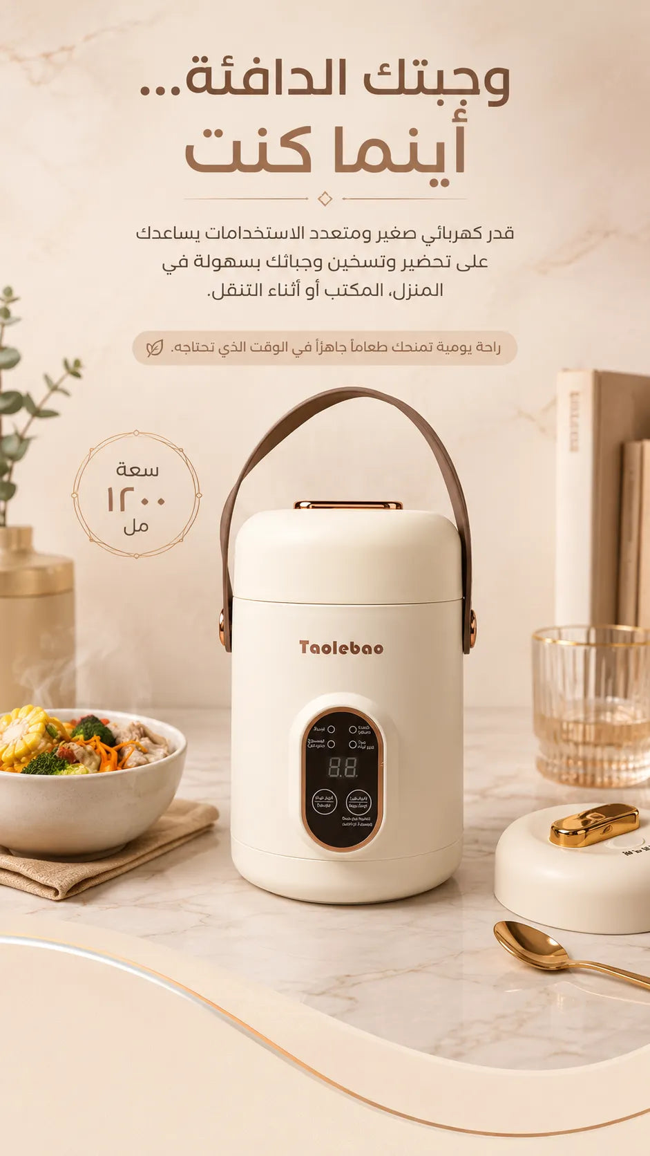 Portable Mini Multifunctional Electric Cooker 1200ml - Compact, Versatile