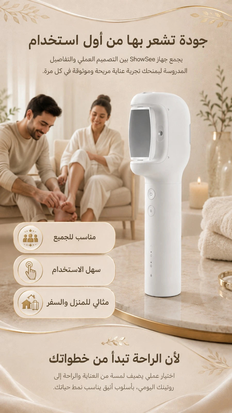 جهاز العناية بالقدم ShowSee بالاهتزاز والتدفئة، محمول