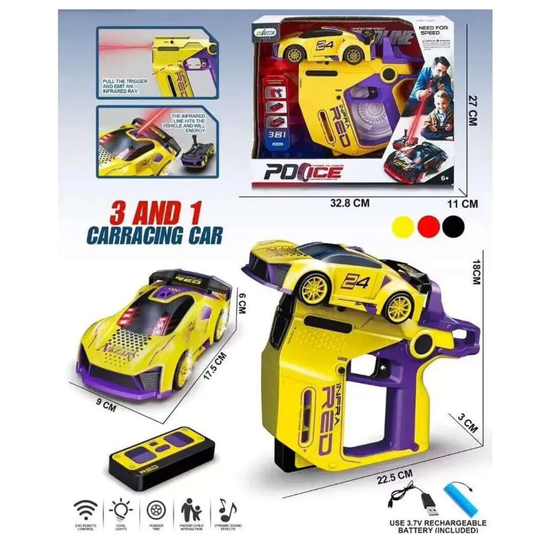 Bring home the ultimate action-packed police vs. thief battle game. The Skaleups RC Sensor Shooting Car combines high-speed remote-control racing with immersive infrared combat. Perfect for kids and hobbyists alike, this tactical battle car turns any floor into a live-action arena where precision aiming meets high-speed maneuvering.
