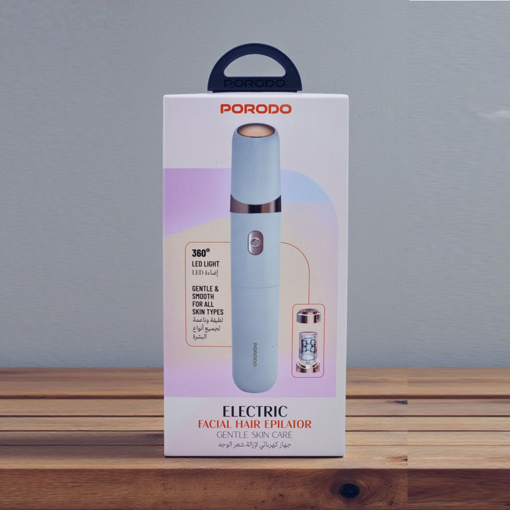 Porodo Electric Facial Hair Epilator remove facial hair, making it ideal for sensitive skin & built in LED light