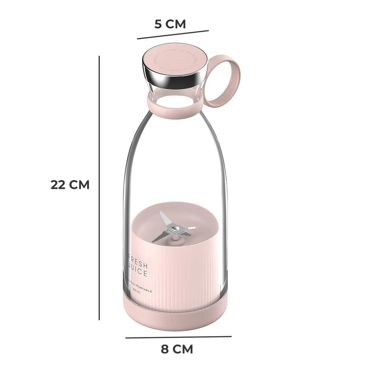Portable 4 Blades Rechargeable Glass Blender 350ml 1400mAh Battery USB Rechargeable - Pink-8