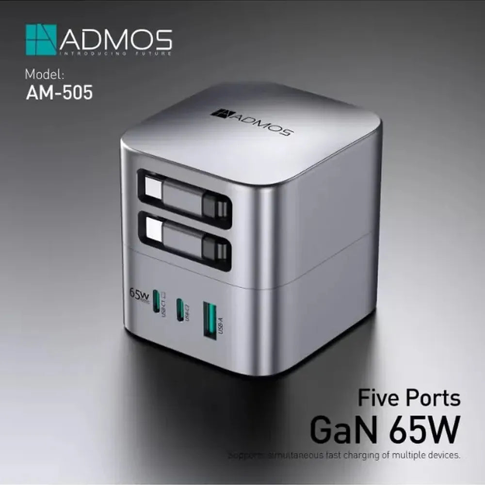 Admos 5-in-1 Multi-Port Fast 65W GaN Fast Charger