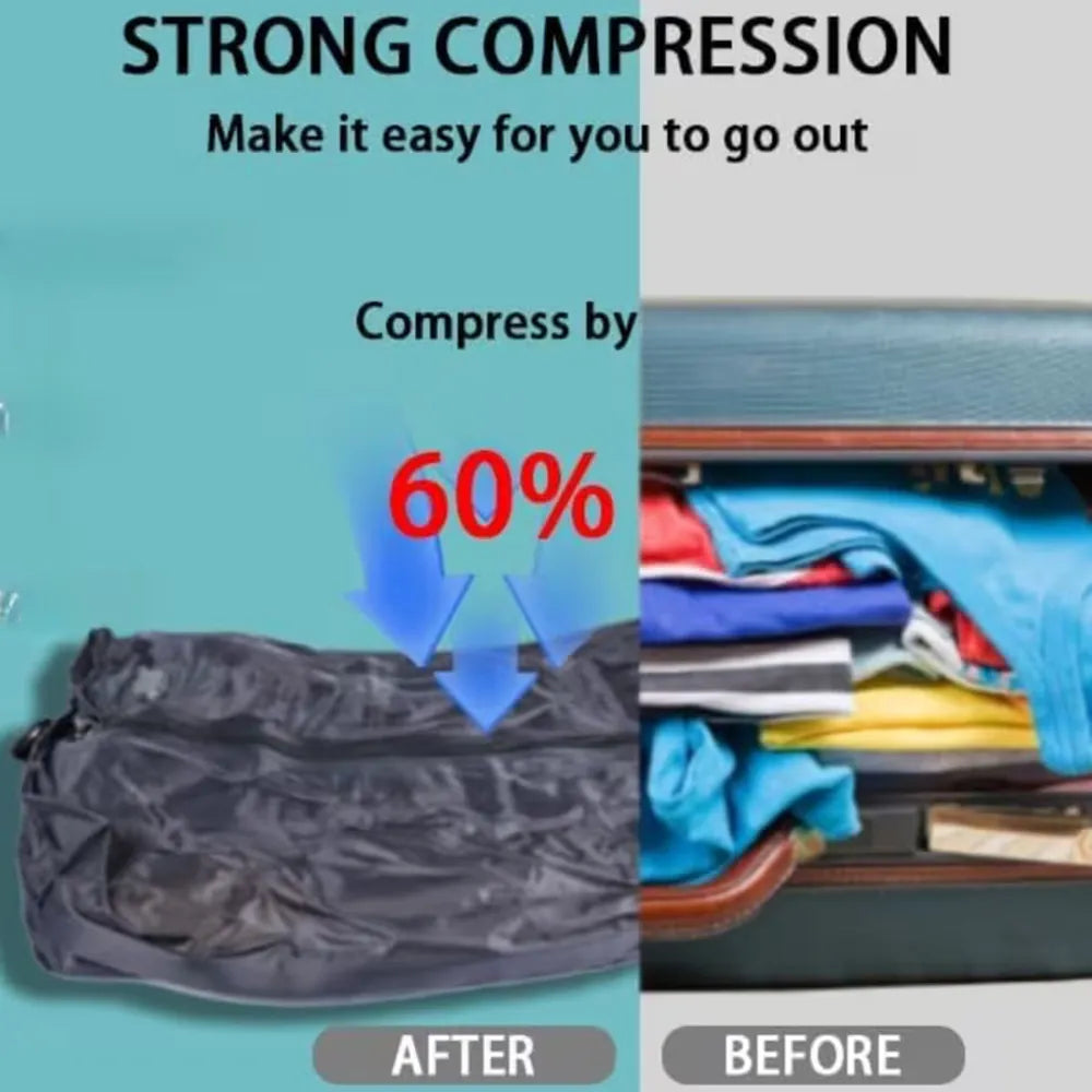 Vacuum Compression Bag, Reusable, No Air Pump Needed, Saving 60% Space