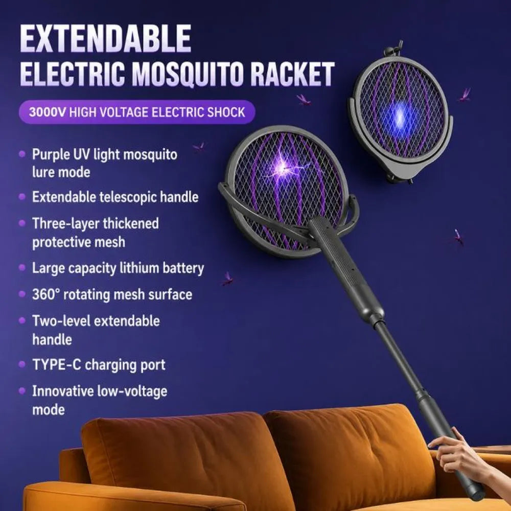 Telescopic Foldable Electric Mosquito Swatter and UV Light