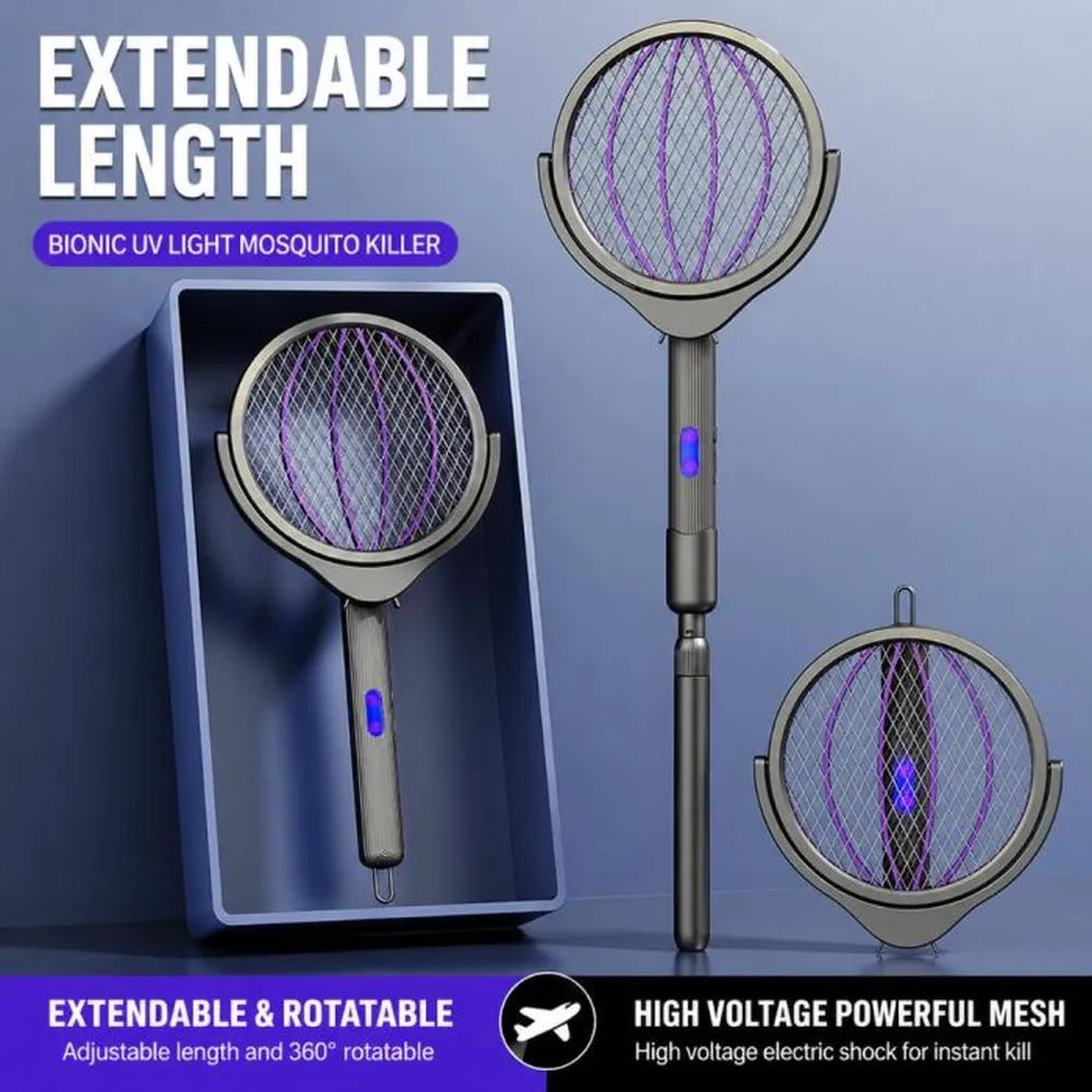Telescopic Foldable Electric Mosquito Swatter and UV Light