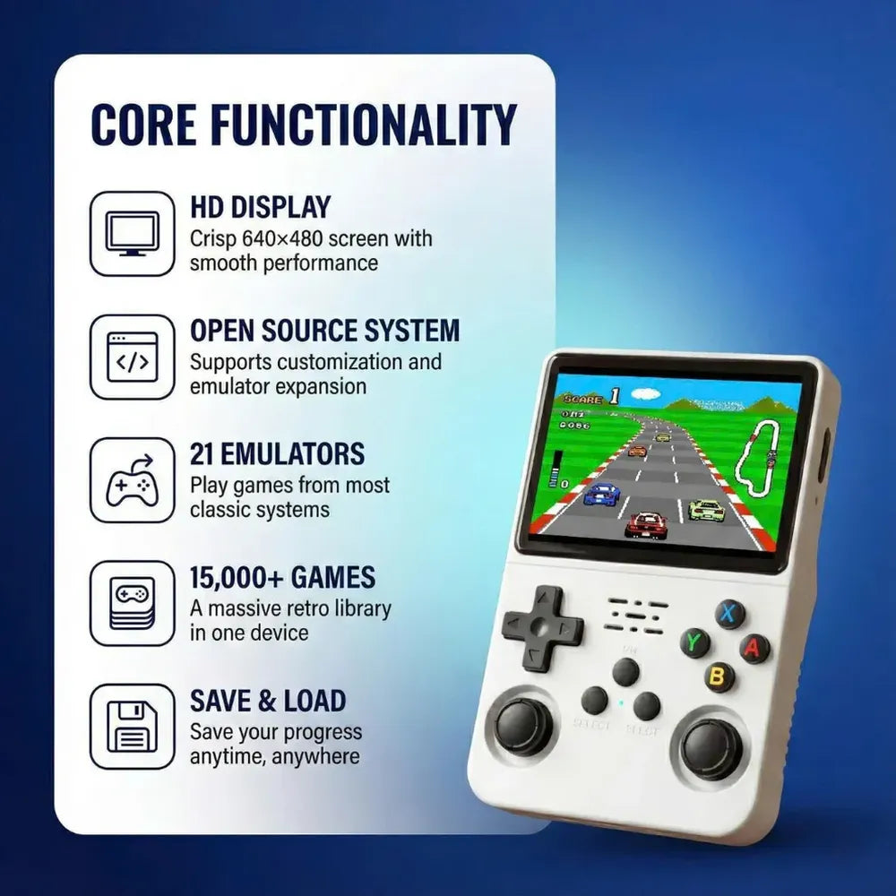 R36S handheld Gaming Console - White
