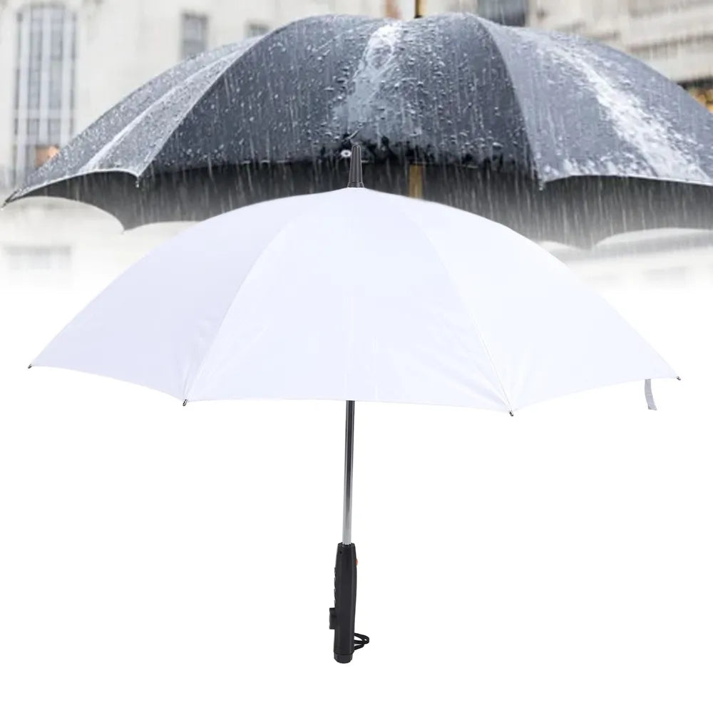 Electric Cooling Fan Umbrella With Water Spray With UV Protection– White-3